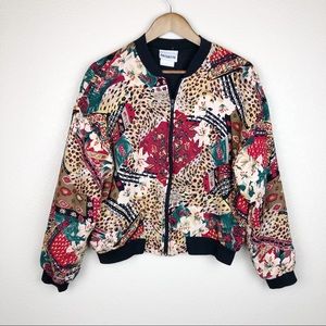 Vintage Asian Inspired Animal Floral Bomber Jacket